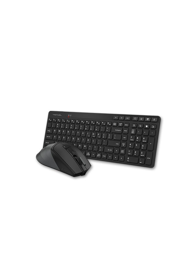 A4TECH Fstyler Rechargeable Bluetooth & Wireless Keyboard Combo FB2800C Air2, Quiet Key Mechanism, Operating System Swap, Anti Sleeping Mode For PC, 8 One Touch Hotkey, [ Desk + Air ] Dual Functions Mouse, Screen Capture, USB Type-C Rechargeable With Type-C Adapter, Black - Image 2