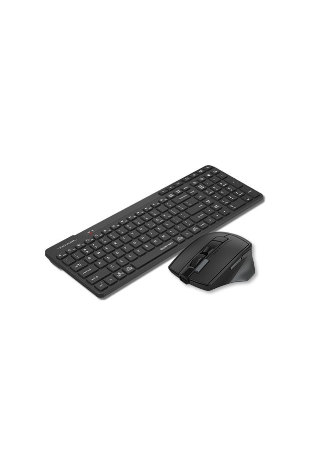 A4TECH Fstyler Rechargeable Bluetooth & Wireless Keyboard Combo FB2800C Air2, Quiet Key Mechanism, Operating System Swap, Anti Sleeping Mode For PC, 8 One Touch Hotkey, [ Desk + Air ] Dual Functions Mouse, Screen Capture, USB Type-C Rechargeable With Type-C Adapter, Black - Image 3