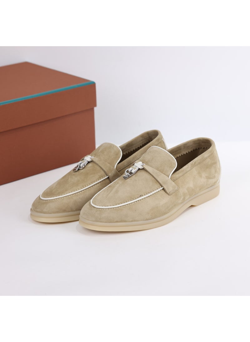 Generic - LP New Round Head Casual Fashion Shoes Lazy Shoes Soft Bottom Light Luxury Single Shoes For Women Summer Flats Versatile Apricot - Image 1