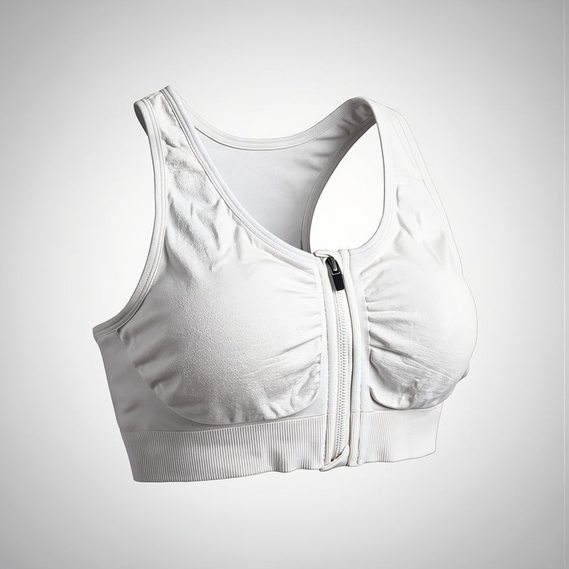 Ultra Lightweight Sports Bra Front Zipper Foldable Portable Travel Gym Use Gray XL - Image 3