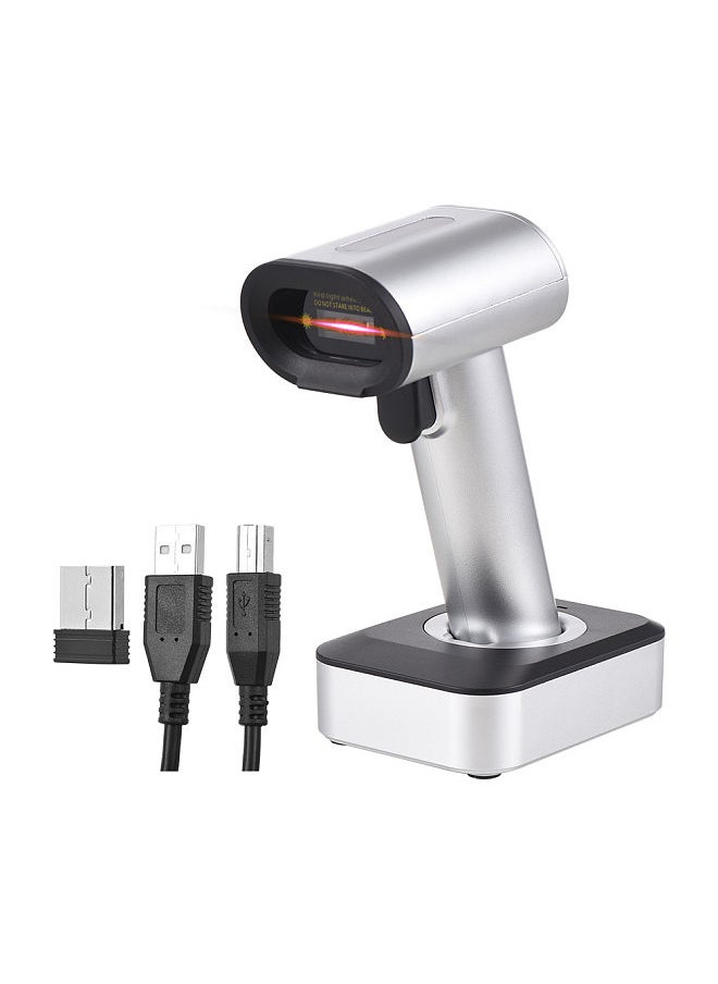 Generic 2D 1D QR Barcode Scanner with Screen Display and Charging Base 3 in 1 BT & 2.4GHz Wireless & Wired Connection Buzzer Prompt Compatible with Windows Android Linux Mac  - Image 1