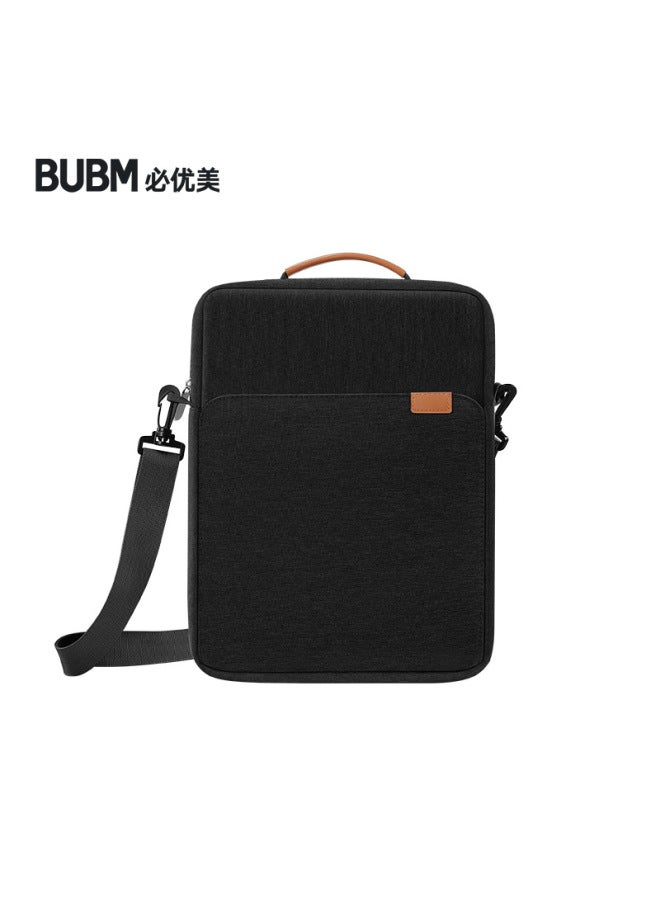 BUBM Tablet Bag Solid Color Wear-resistant Suitable For IPad Bag Lightweight Portable Shoulder Crossbody Bag-Color:Black-Size:11inch  - Image 1