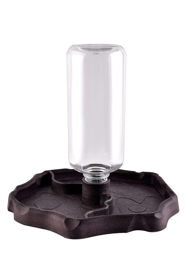 Reptile Water Dish Tortoise Water Bowl, 2 in 1 Feeding Food and Water Bowl Automatic Feed Dispenser for Tortoise Spider Lizard Gecko - Brown - Image 1