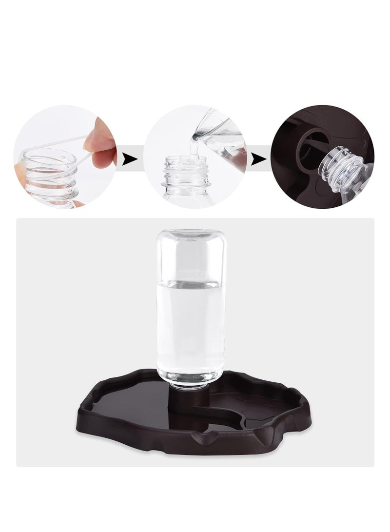 Reptile Water Dish Tortoise Water Bowl, 2 in 1 Feeding Food and Water Bowl Automatic Feed Dispenser for Tortoise Spider Lizard Gecko - Brown - Image 4