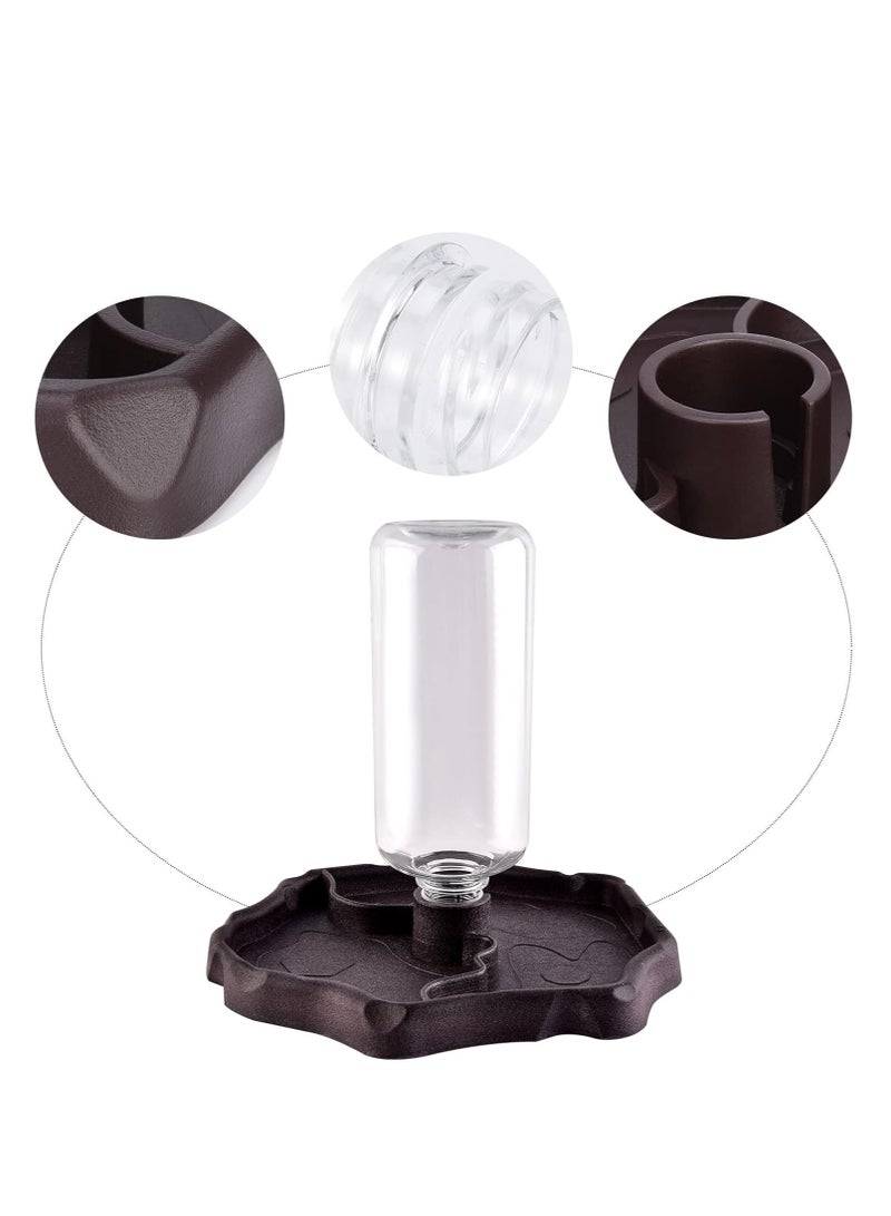 Reptile Water Dish Tortoise Water Bowl, 2 in 1 Feeding Food and Water Bowl Automatic Feed Dispenser for Tortoise Spider Lizard Gecko - Brown - Image 3