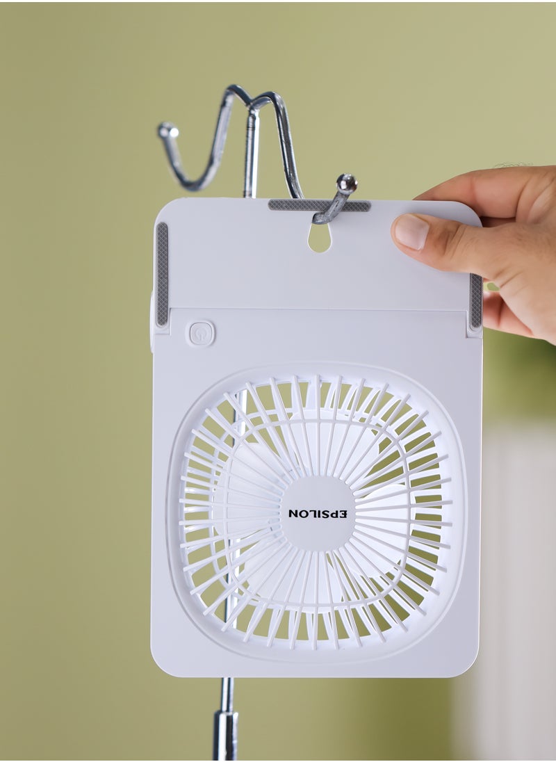 Epsilon - Epsilon 6-Inch Rechargeable 5V Mini Portable Table Fan-EPSF1617 / with 3 Wind Speed, 1200mAh Lithium Battery, Type-C USB Charging and Wall Hanging Feature / 9V Brushless Motor, 4 Fan Blades, Foldable Stand Fan for Home, Office, Kitchen and More, Maximum 4.5 - Hours Working Time - Image 1