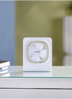 Epsilon Epsilon 6-Inch Rechargeable 5V Mini Portable Table Fan-EPSF1617 / with 3 Wind Speed, 1200mAh Lithium Battery, Type-C USB Charging and Wall Hanging Feature / 9V Brushless Motor, 4 Fan Blades, Foldable Stand Fan for Home, Office, Kitchen and More, Maximum 4.5 - Hours Working Time  - Image 1