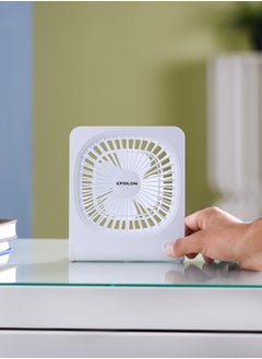 Epsilon Epsilon 6-Inch Rechargeable 5V Mini Portable Table Fan-EPSF1617 / with 3 Wind Speed, 1200mAh Lithium Battery, Type-C USB Charging and Wall Hanging Feature / 9V Brushless Motor, 4 Fan Blades, Foldable Stand Fan for Home, Office, Kitchen and More, Maximum 4.5 - Hours Working Time  - Image 2