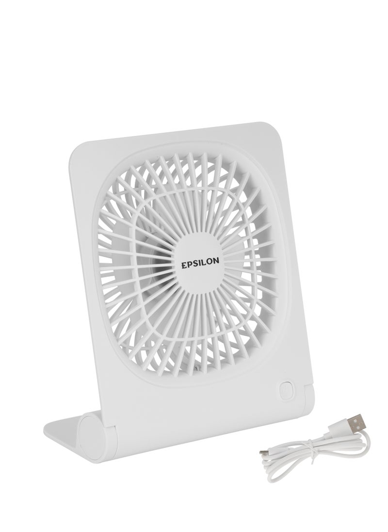 Epsilon - Epsilon 6-Inch Rechargeable 5V Mini Portable Table Fan-EPSF1617 / with 3 Wind Speed, 1200mAh Lithium Battery, Type-C USB Charging and Wall Hanging Feature / 9V Brushless Motor, 4 Fan Blades, Foldable Stand Fan for Home, Office, Kitchen and More, Maximum 4.5 - Hours Working Time - Image 1