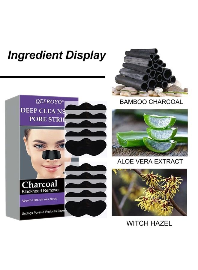 Mroobest Blackhead Pore Strips, Nose Strips for Blackheads, Nose Strips,Charcoal Nose Strips, Deep Cleansing Nose Area and Face Oil and Blackheads, for Women ＆ Men, 20PCS - Image 2