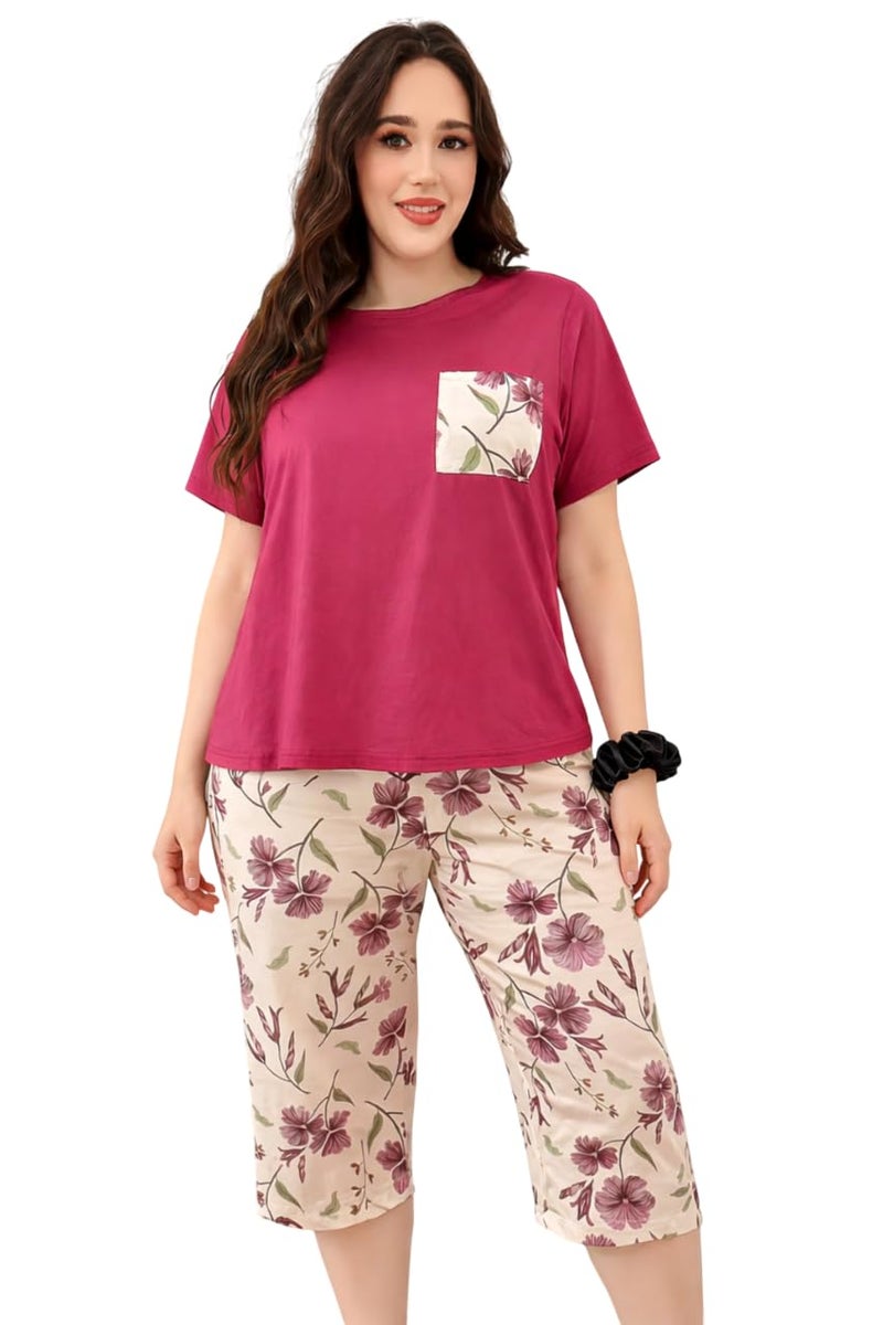Celary Women Cotton Nightwear Set | Short Sleeve Top & Printed Capri Pajama Set | Soft, Breathable Sleepwear for Ladies | Also Available in Plus Size - Image 1