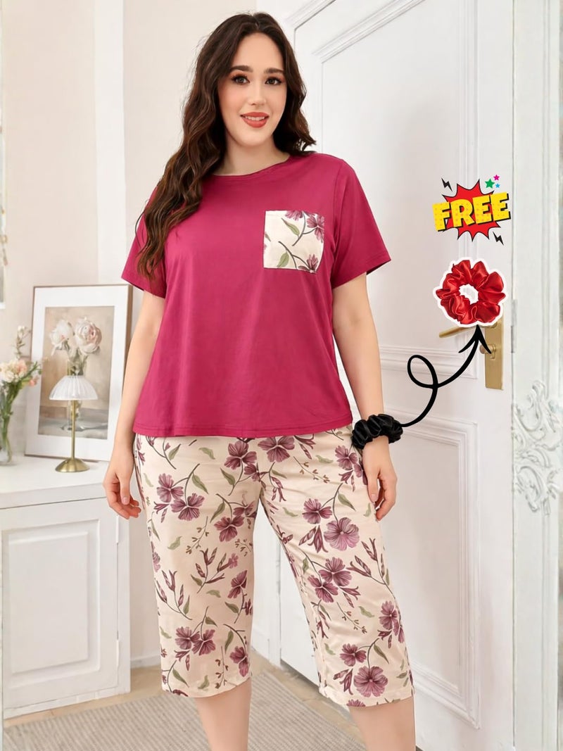 Celary Women Cotton Nightwear Set | Short Sleeve Top & Printed Capri Pajama Set | Soft, Breathable Sleepwear for Ladies | Also Available in Plus Size - Image 2