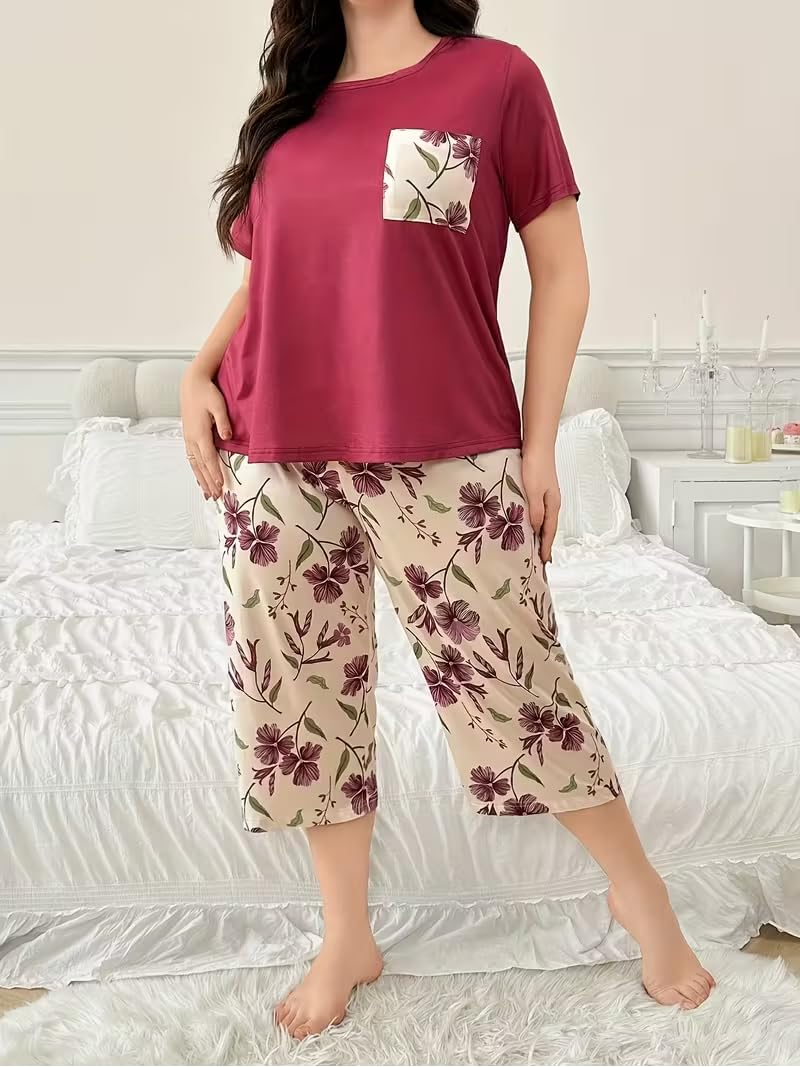 Celary Women Cotton Nightwear Set | Short Sleeve Top & Printed Capri Pajama Set | Soft, Breathable Sleepwear for Ladies | Also Available in Plus Size - Image 4