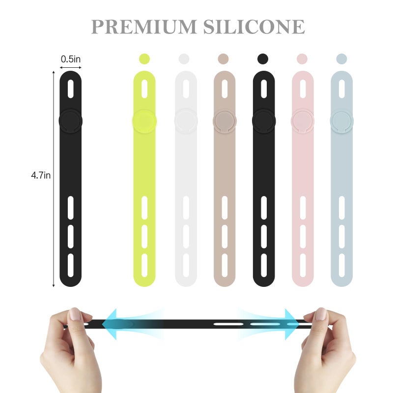 Donruby 30Pcs Silicone Cable Ties - Reusable & Washable with Adjustable Locking Buckles, High Elasticity Cable Management Straps for Home, Office, School, Travel Essential Cord Organizer (6 Colors) - Image 2