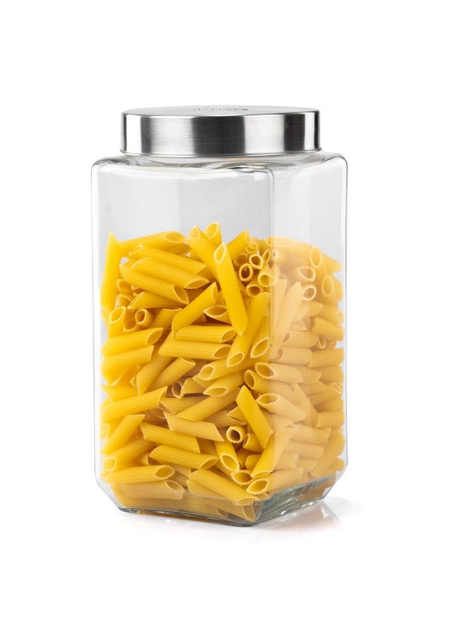 AGARO Elegant Glass Jar 2250 ml, Square Shaped, Steel Lid, Storage Glass Container, Transparent, Kitchen Organiser, Multipurpose Jar. - Image 1