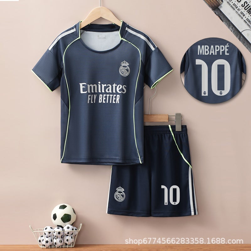 25-26 World Cup National Team Children''s Football Uniform Set Real Madrid Mbappe No. 9 Home and Away C. Ronaldo Jersey Short Sleeve - Image 2