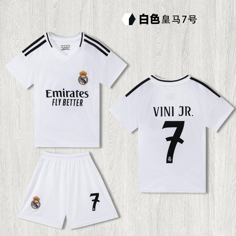 25-26 World Cup National Team Children''s Football Uniform Set Real Madrid Mbappe No. 9 Home and Away C. Ronaldo Jersey Short Sleeve - Image 5