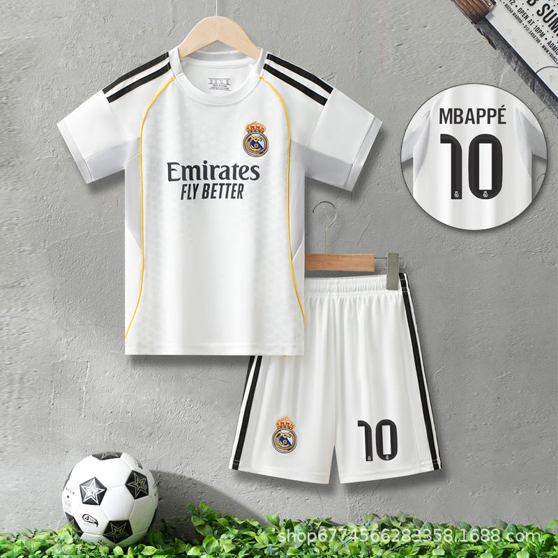 25-26 World Cup National Team Children''s Football Uniform Set Real Madrid Mbappe No. 9 Home and Away C. Ronaldo Jersey Short Sleeve - Image 4