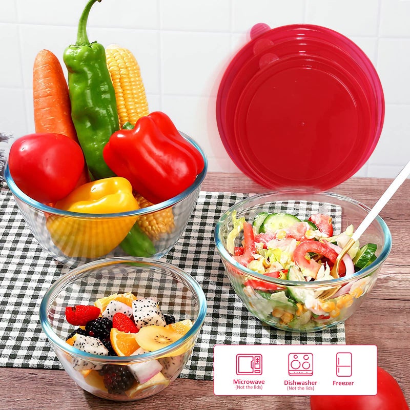 KOMUEE 4 Pack Glass Mixing Bowls Set with Lids (4.8QT, 2.9QT, 1.7QT, 0.8QT), Glass Nesting Bowls for Kitchen Baking, Cooking and Serving, Oven, Dishwasher, Freezer, and Microwave Safe - Image 4