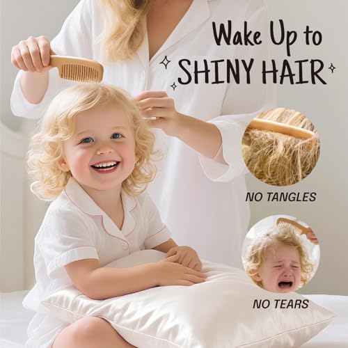 OLESILK 100% Mulberry Silk Toddler Pillowcase for Hair and Skin, Both Sides 19 Momme Pure Natural Silk Travel Pillow Cases with Hidden Zipper, 13"x 18", White - Image 4