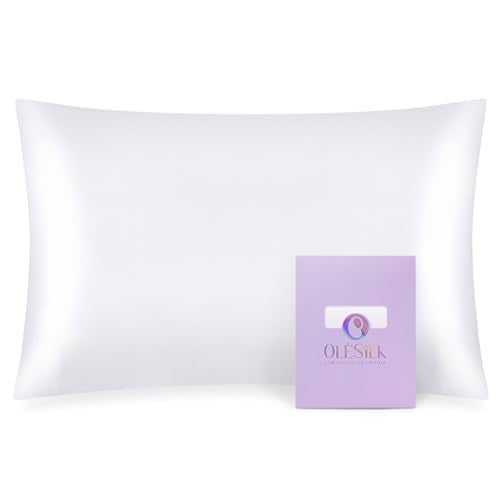 OLESILK 100% Mulberry Silk Toddler Pillowcase for Hair and Skin, Both Sides 19 Momme Pure Natural Silk Travel Pillow Cases with Hidden Zipper, 13"x 18", White - Image 1