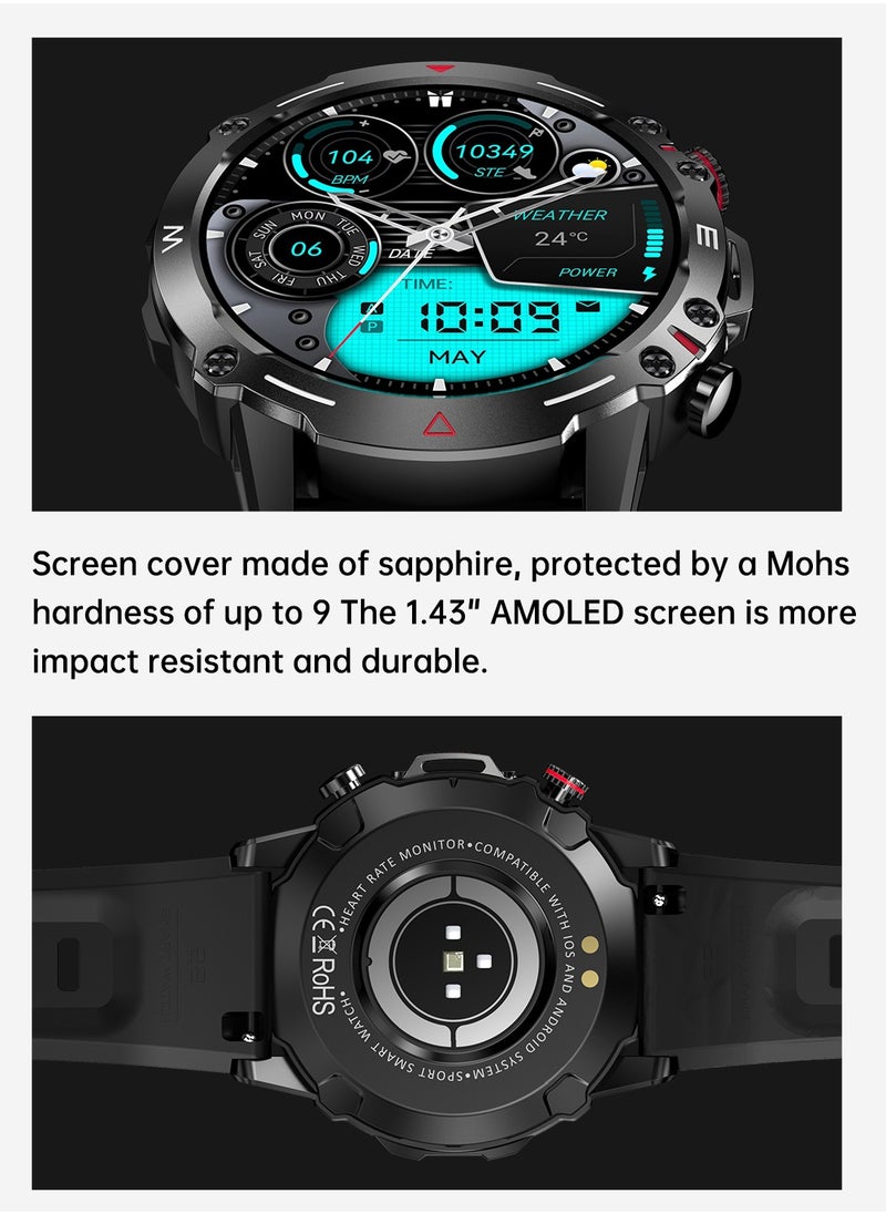 DOSCHER - Smart Watch 410mAh AMOLED Smart Watches for Men Smartwatches Bluetooth Make/Answer Calls Fitness Modes and Sleep Modes Multi-app Message Reminder Monitor Multi Language - Image 1