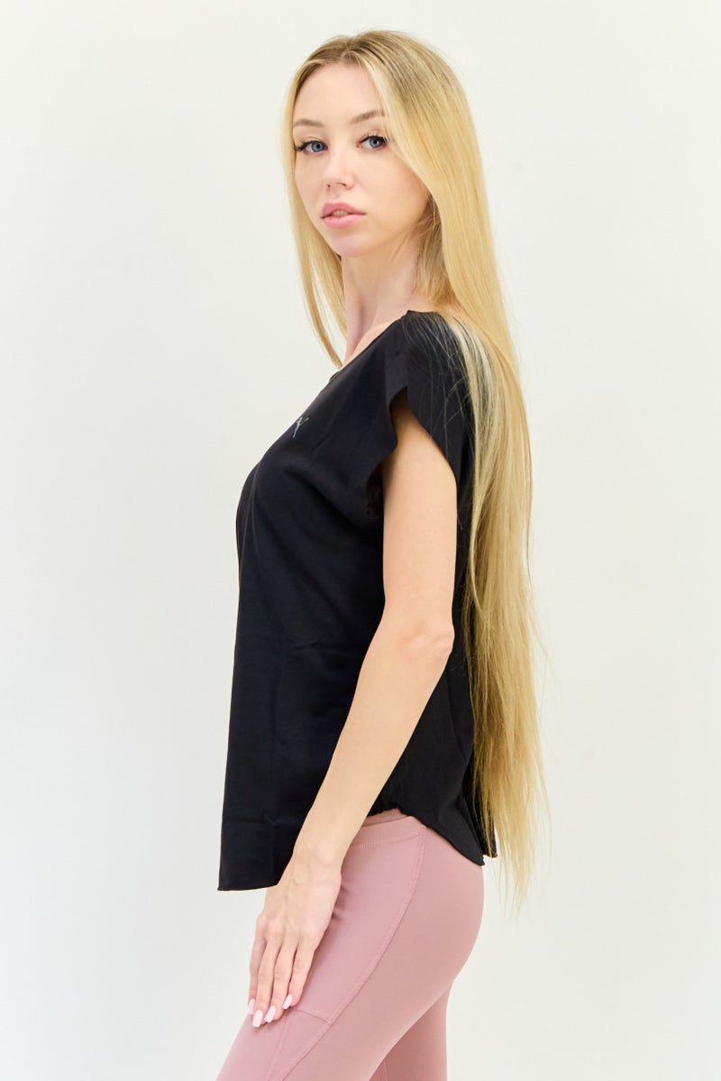 PUMA تي شيرت تدريب بأكمام قصيرة للنساء، أسود - Image 2