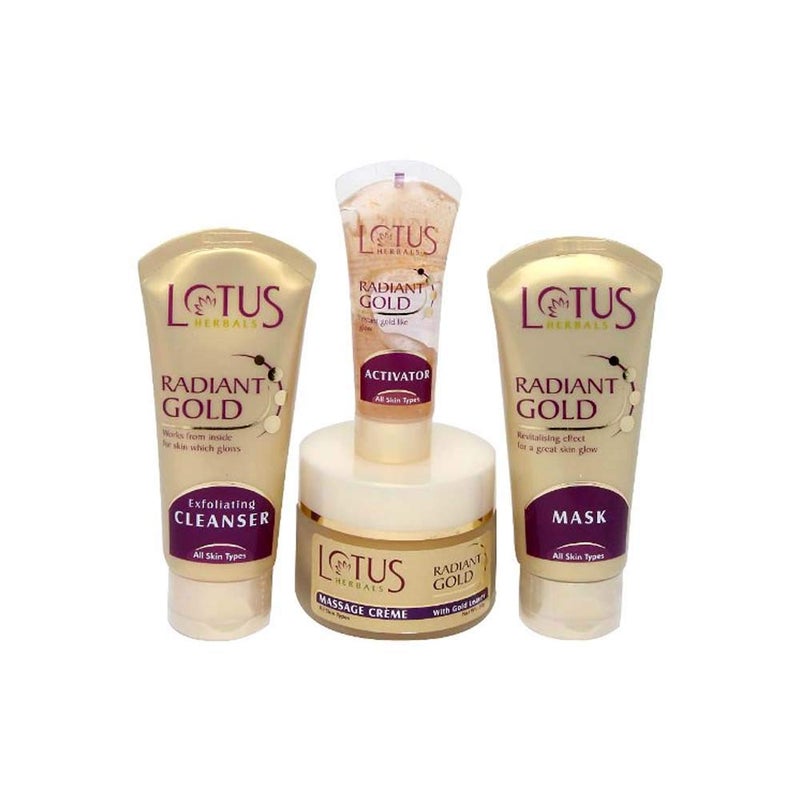 LOTUS HERBALS Lotus Herbals Radiant Gold Facial Kit For Instant Glow With 24K Pure Gold Papaya4 Easy Steps 170g Multiple Use  - Image 2
