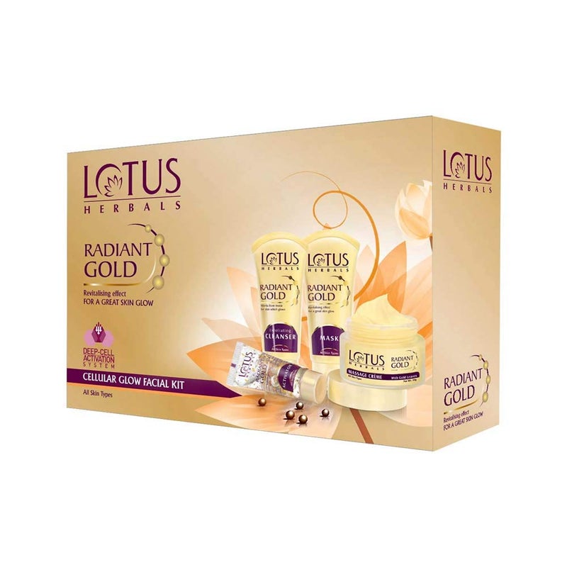 LOTUS HERBALS Lotus Herbals Radiant Gold Facial Kit For Instant Glow With 24K Pure Gold Papaya4 Easy Steps 170g Multiple Use  - Image 1