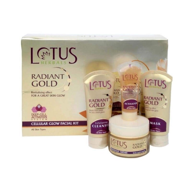 LOTUS HERBALS Lotus Herbals Radiant Gold Facial Kit For Instant Glow With 24K Pure Gold Papaya4 Easy Steps 170g Multiple Use  - Image 3