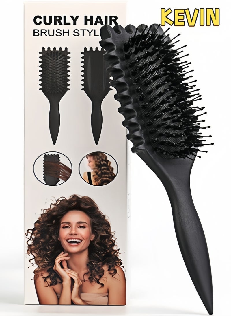 كيفن مشط تجعيد الشعر، فرشاة تصفيف الشعر المجعد، فرشاة تصفيف الشعر لتمشيط وتشكيل الشعر الكيرلي لون اسود - Image 1
