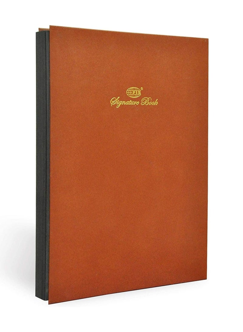 FIS Signature Book, Vinyl Material Cover, 20 Sheets, Brown Colour, 240 x 340 mm - FSCL20 - Image 1