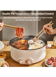 Generic Electric Double Hot Pot with Independent Temperature Control Non Stick Electric Cooker Shabu Shabu Electric Skillet Frying Pan Electric Saucepan for Noodles Egg Steak Sauté Steam and Soup (6L)  - Image 4
