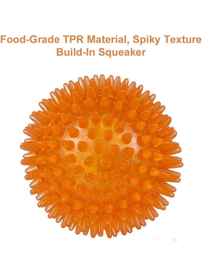 PETSARY | Set of 2 Hedgehog Balls | Spiky Squeaker Ball Dog Toy, TPR Durable Bouncy Teeth Cleaning Fetching Training Pet Toy for Dogs (Orange) - Image 2