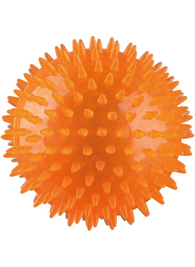 PETSARY | Set of 2 Hedgehog Balls | Spiky Squeaker Ball Dog Toy, TPR Durable Bouncy Teeth Cleaning Fetching Training Pet Toy for Dogs (Orange) - Image 1