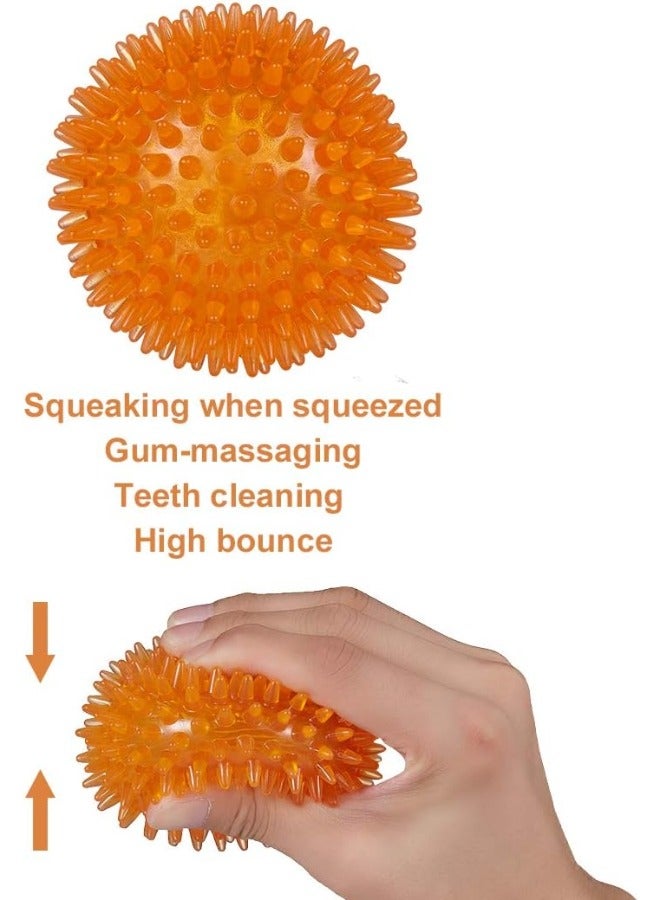 PETSARY | Set of 2 Hedgehog Balls | Spiky Squeaker Ball Dog Toy, TPR Durable Bouncy Teeth Cleaning Fetching Training Pet Toy for Dogs (Orange) - Image 5
