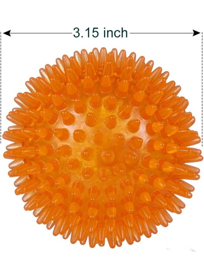 PETSARY | Set of 2 Hedgehog Balls | Spiky Squeaker Ball Dog Toy, TPR Durable Bouncy Teeth Cleaning Fetching Training Pet Toy for Dogs (Orange) - Image 4