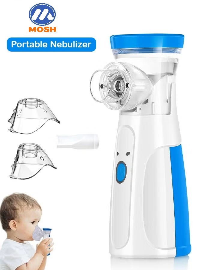 MOSH Portable Handheld Nebulizer Machine, Mini Ultrasonic Vaporizer with Adjustable Mist Output, Efficient Medication Delivery for Adults and Children, Includes Masks and Mouthpieces, Perfect for Home and Travel Use - Image 1