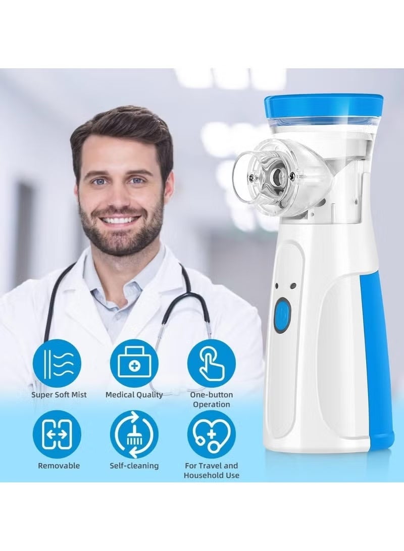 MOSH Portable Handheld Nebulizer Machine, Mini Ultrasonic Vaporizer with Adjustable Mist Output, Efficient Medication Delivery for Adults and Children, Includes Masks and Mouthpieces, Perfect for Home and Travel Use - Image 5