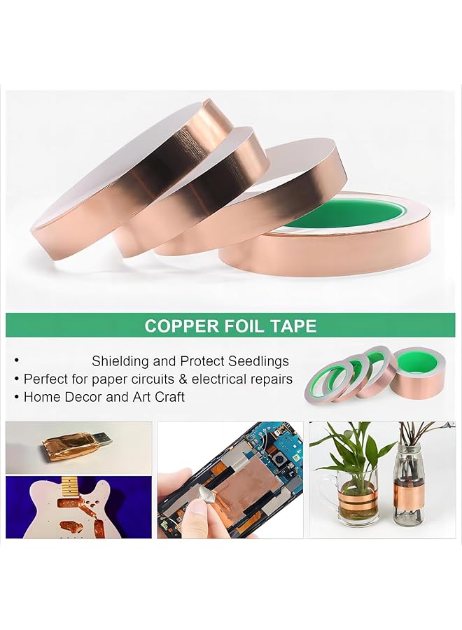 erorex Copper Tape Copper Foil Tape Copper Foil With Conductive Adhesive For Guitar Emi Shielding Crafts Electrical Repairs And Grounding 20Mm  - Image 3
