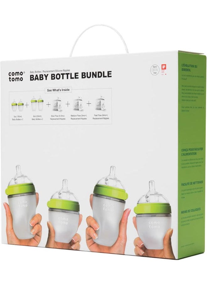 comotomo Comotomo Baby Bottle Bundle, Green, (7 Piece Set)  - Image 2