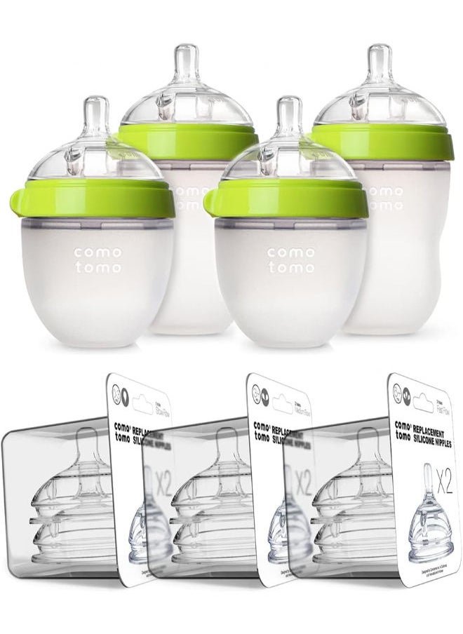 comotomo Comotomo Baby Bottle Bundle, Green, (7 Piece Set)  - Image 1