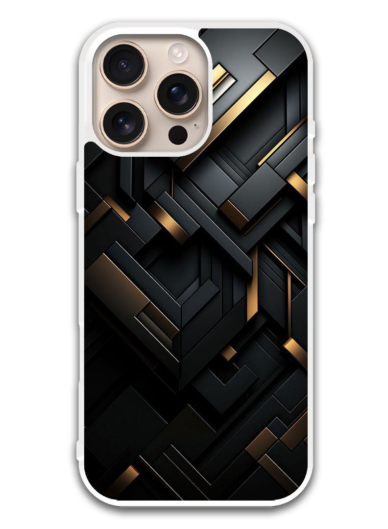 Theodor Protective Case Cover For APPLE IPHONE 16 Pro Black Dourado (White Bumper) - Image 1