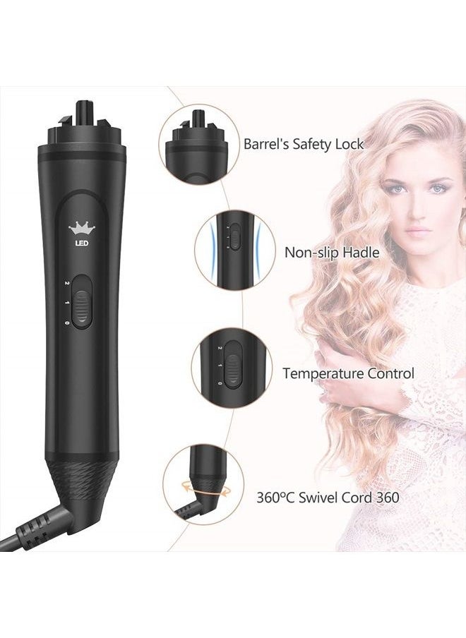 Duomishu - 6-IN-1 Curling Iron, Professional Curling Wand Set, Instant Heat Up Hair Curler with 6 Interchangeable Ceramic Barrels (0.35'' to 1.25'') and 2 Temperature Adjustments, Heat Protective Glove & 2 Clips - Image 1