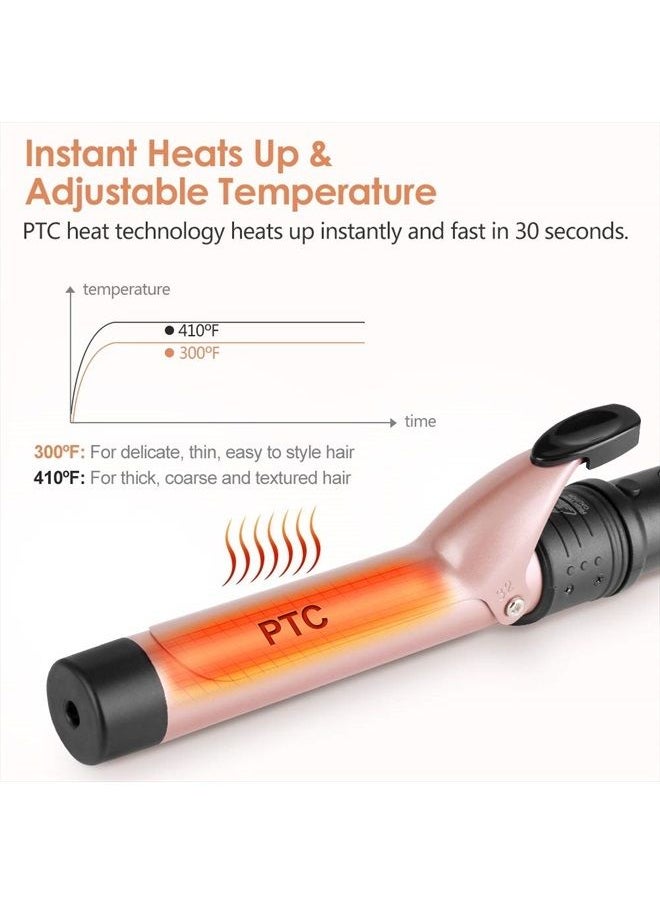 Duomishu - 6-IN-1 Curling Iron, Professional Curling Wand Set, Instant Heat Up Hair Curler with 6 Interchangeable Ceramic Barrels (0.35'' to 1.25'') and 2 Temperature Adjustments, Heat Protective Glove & 2 Clips - Image 1