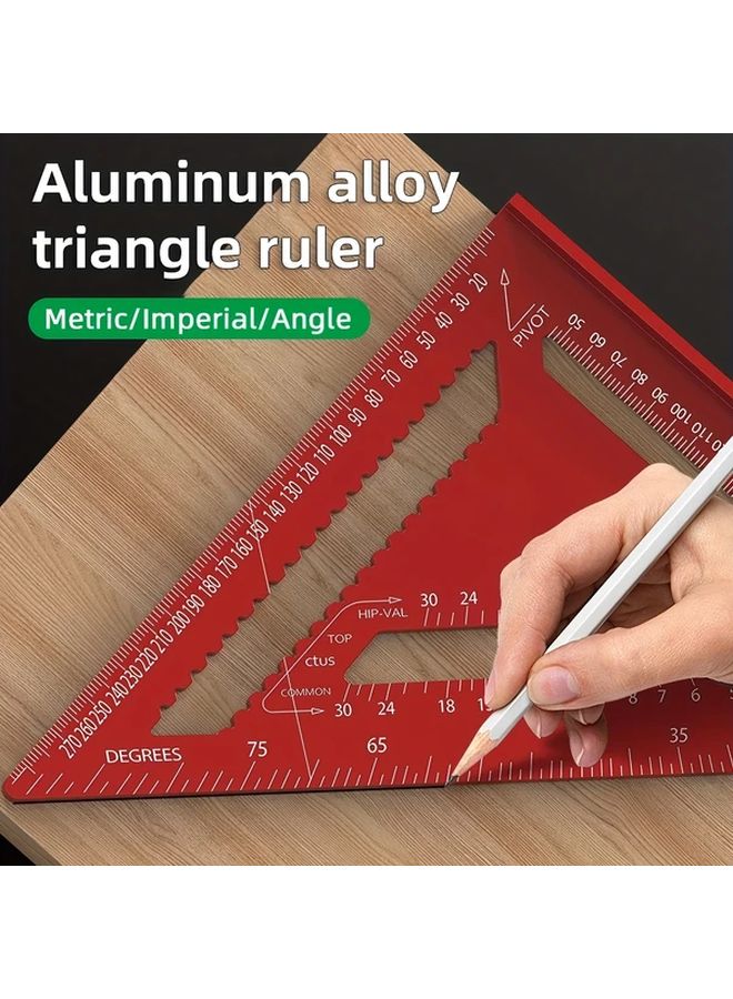 Chinese Red 12 Inch Metric Precision Aluminum Alloy Triangular Ruler 2 Sizes - Image 5