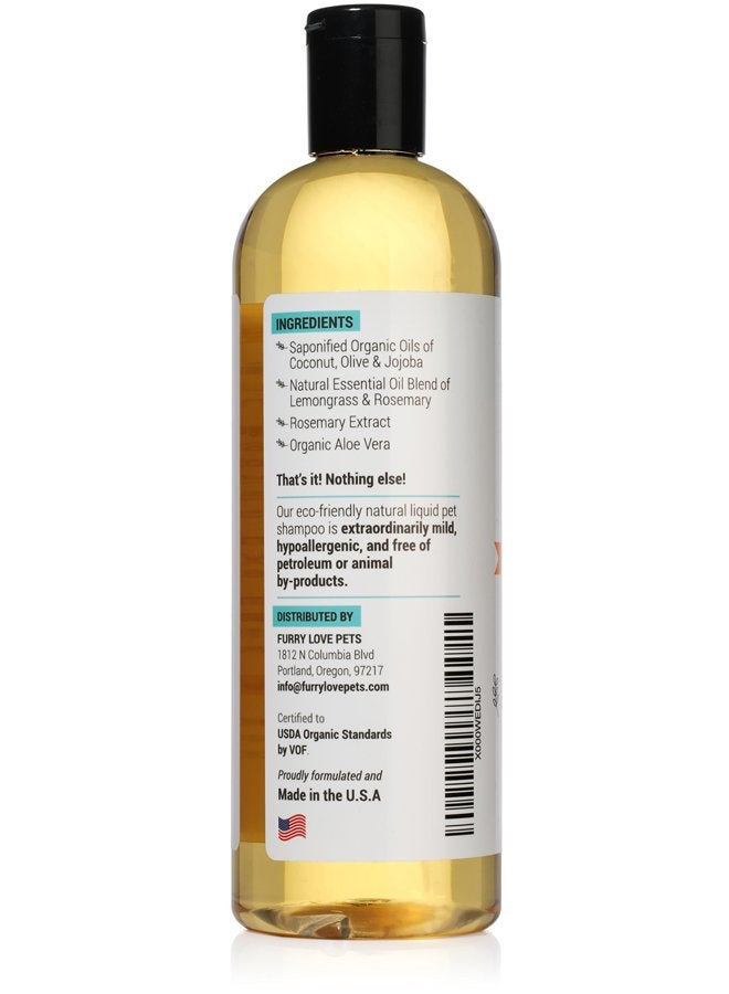 Fluppets Certified Organic Pet Shampoo Natural Hypoallergenic Non Toxic For Sensitive Itchy Skin For Dogs, Cats, Puppies, Guinea Pigs and Rabbits. Concentrated Formula 16 Ounce - Image 2