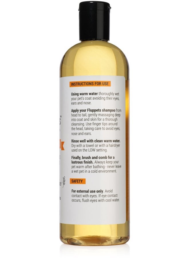 Fluppets Certified Organic Pet Shampoo Natural Hypoallergenic Non Toxic For Sensitive Itchy Skin For Dogs, Cats, Puppies, Guinea Pigs and Rabbits. Concentrated Formula 16 Ounce - Image 3