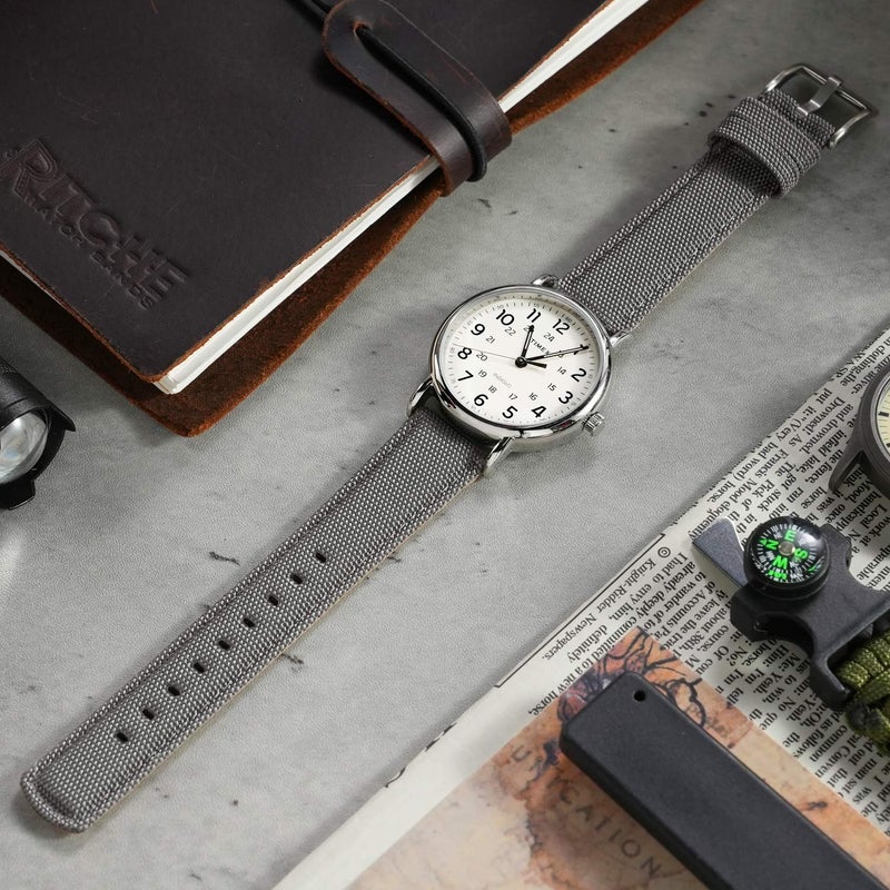 Ritche حزام ساعة ريتشي من قماش الشراع مع نظام إطلاق سريع متوافق مع ساعات تيمكس / سيكو / فوسيل / سيتيزن للرجال والنساء، 20 مم، قماش شراع، بدون أحجار كريمة - Image 2