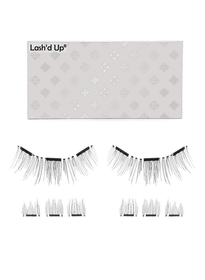 Lash'd Up Magnetic Eyelashes Without Eyeliner 3 Magnets (Can also be worn as Dual Magnets) Full Eye Snap-on Set Soft Faux Silk Vegan (Very Natural) - Image 1